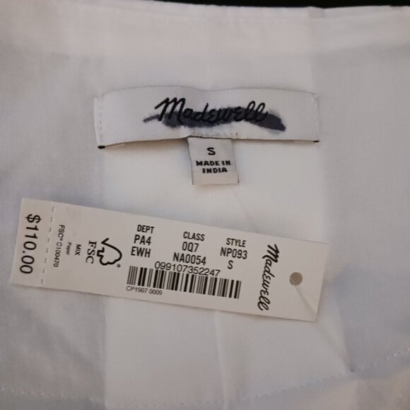 NEW Madewell V-neck Mini Shirtdress 100% Cotton in Eyelet White Size S - Picture 9 of 14